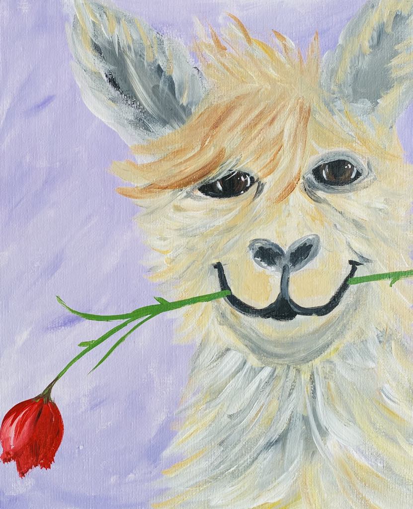 Llama with a flower