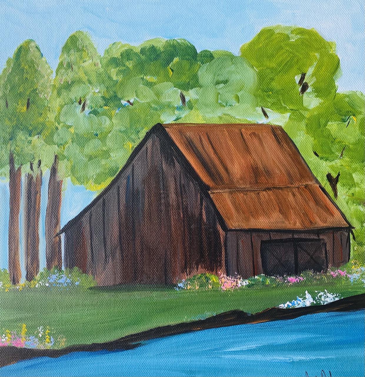 Creek with Barn