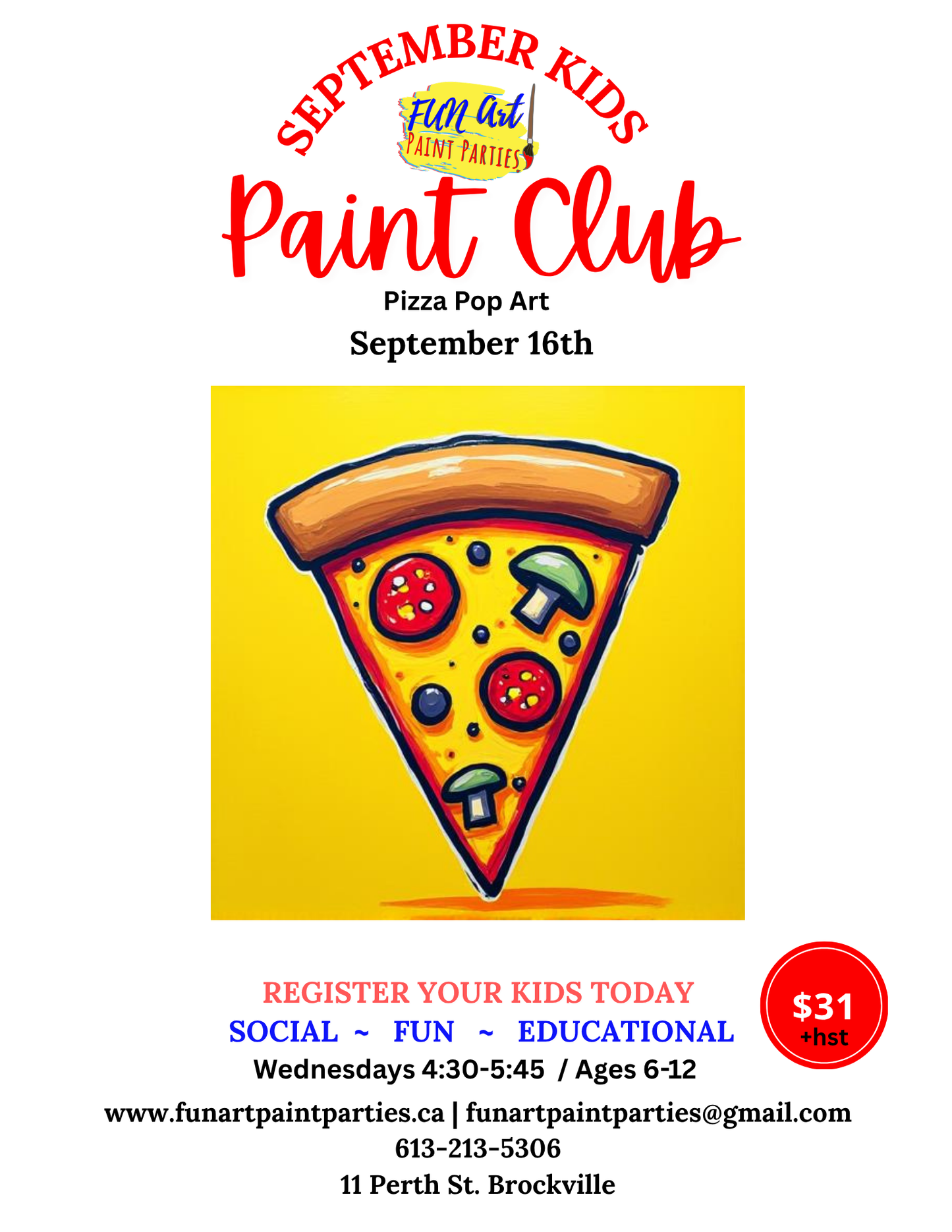 PIzza Pop Art Sept 16th