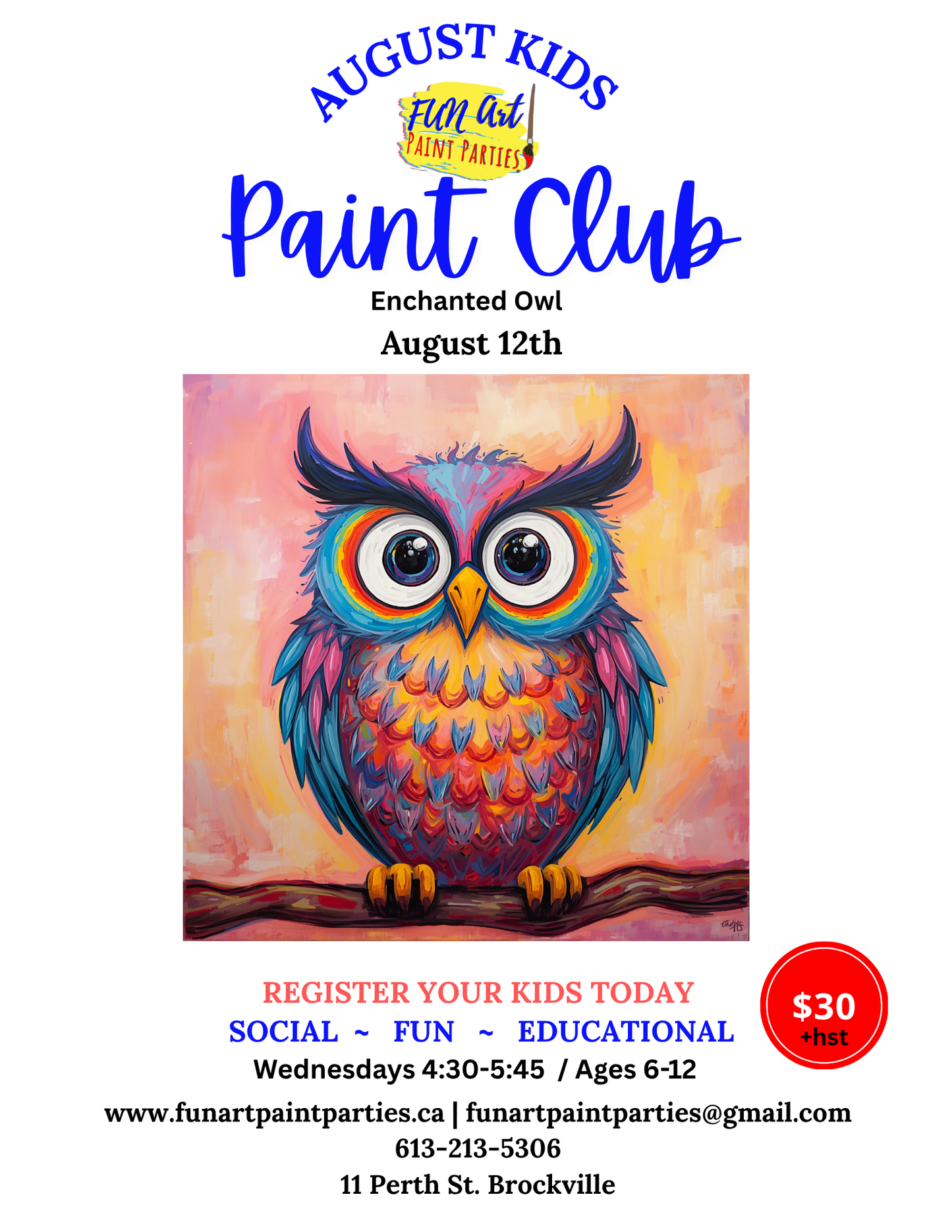 Kids Club August 12th Enchanted Owl