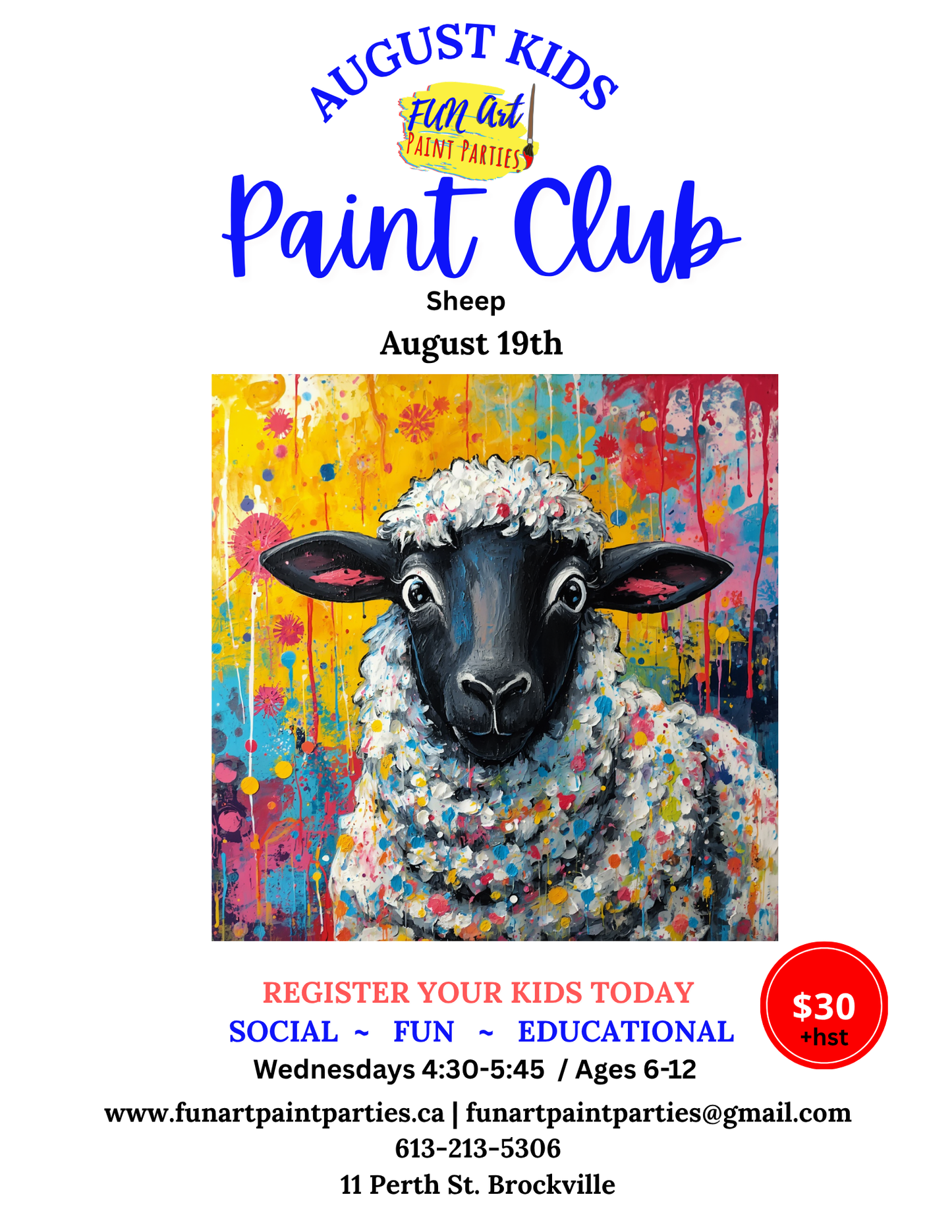Kids Club August 19th Sheep