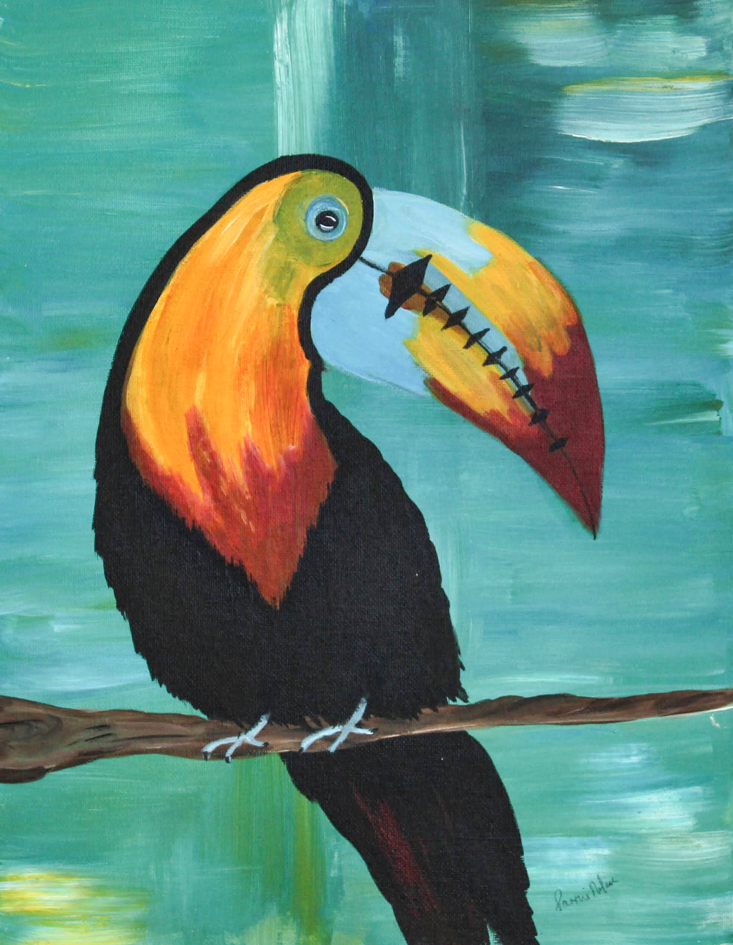 Toucan with abstract background