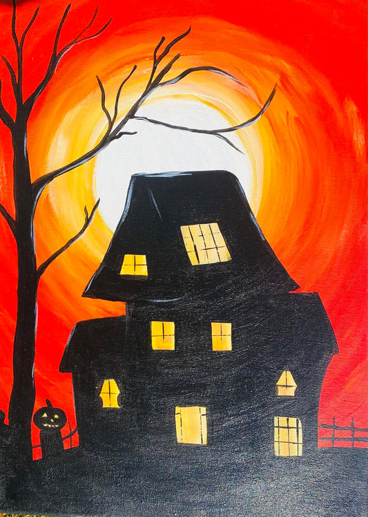 Haunted House Orange Sky