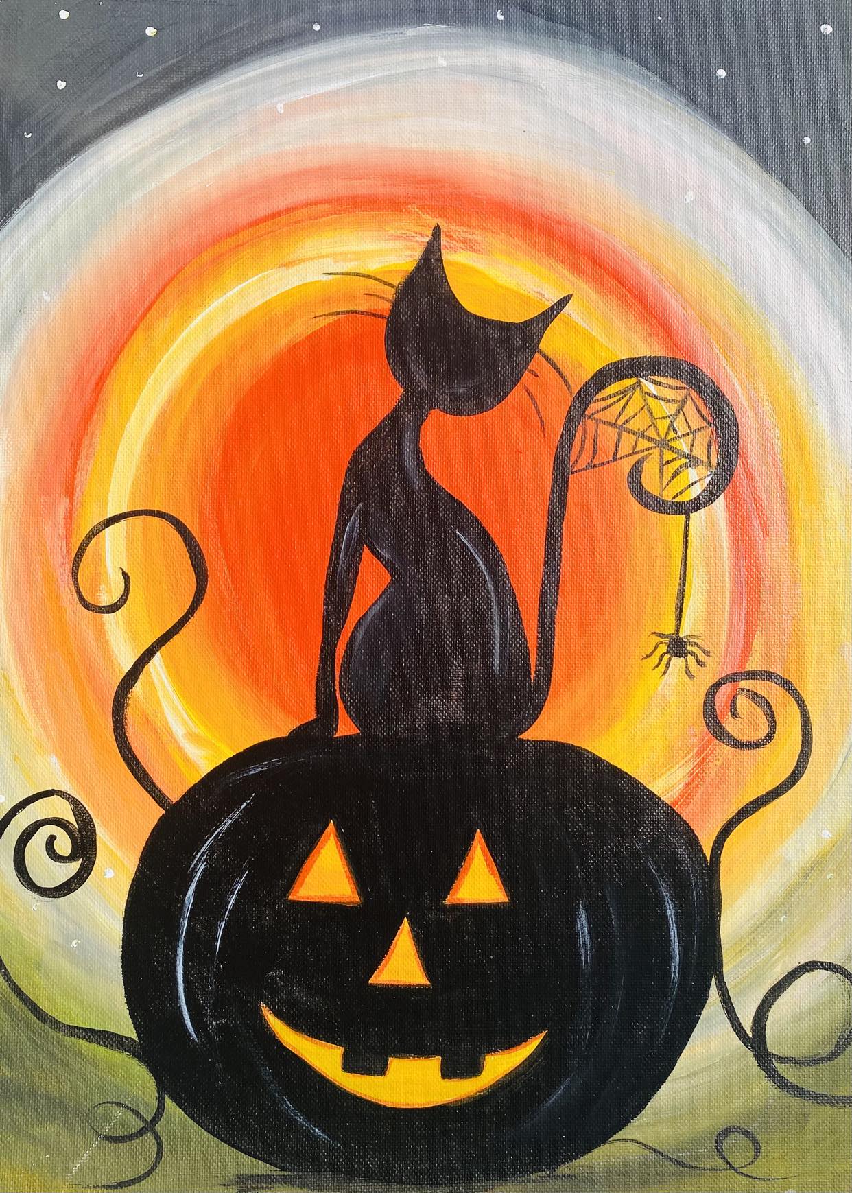 Cat on a Jack O Lantern
