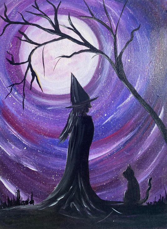 Witch & Cat On The Look Out
