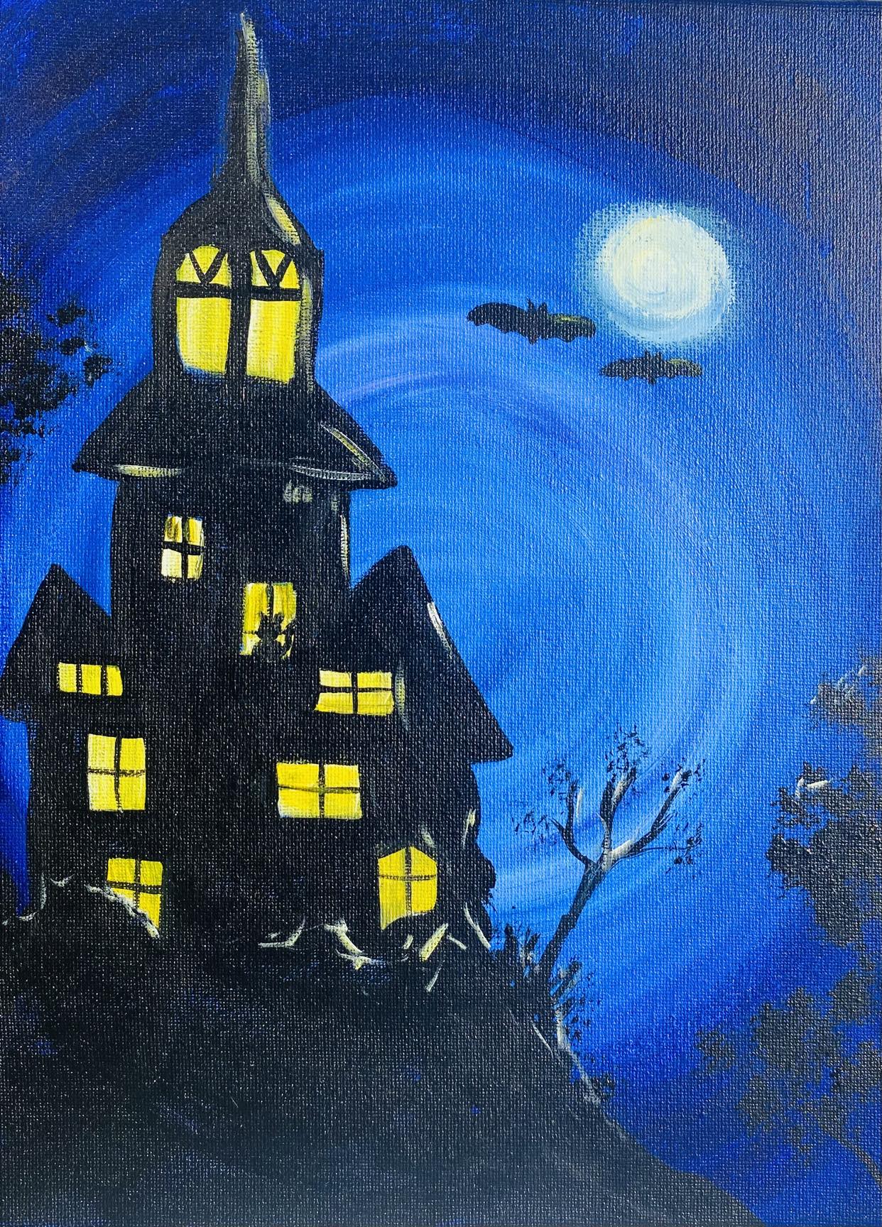 Haunted House Blue night sky