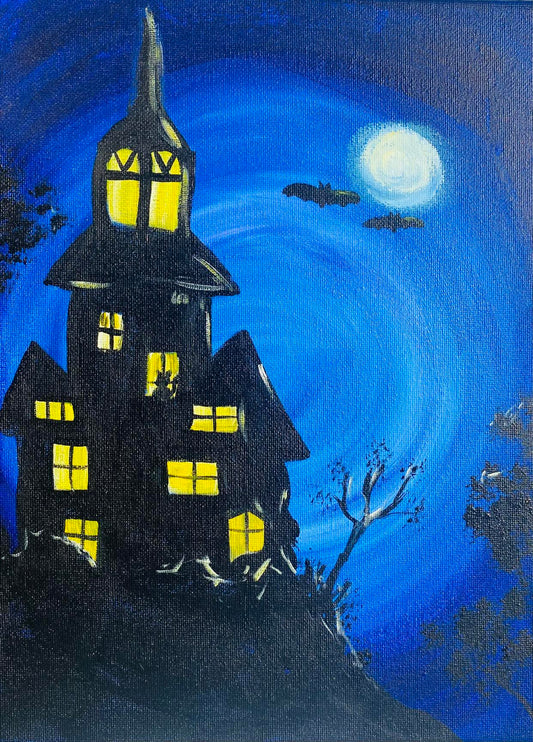 Haunted House Blue night sky