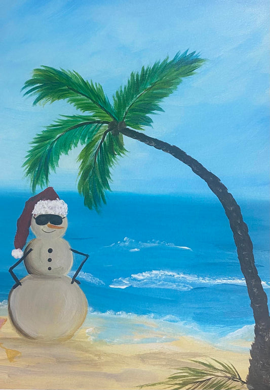 Snowman at the beach