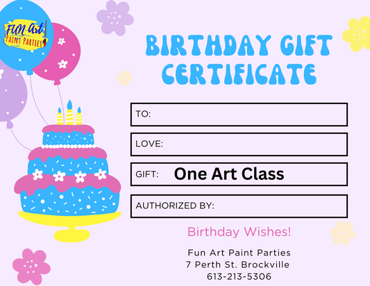 Birthday Gift Certificate