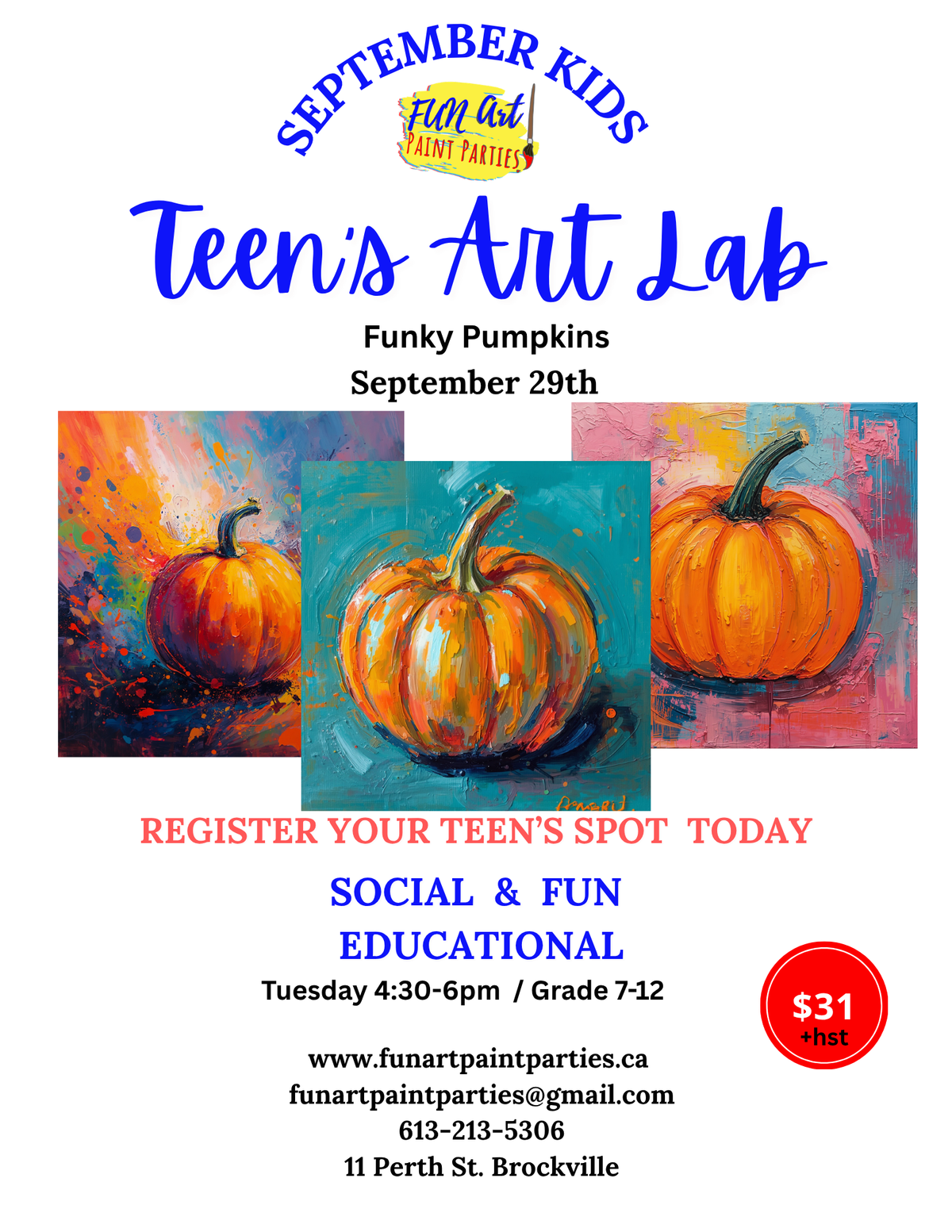 Teen Art Lab September 29th