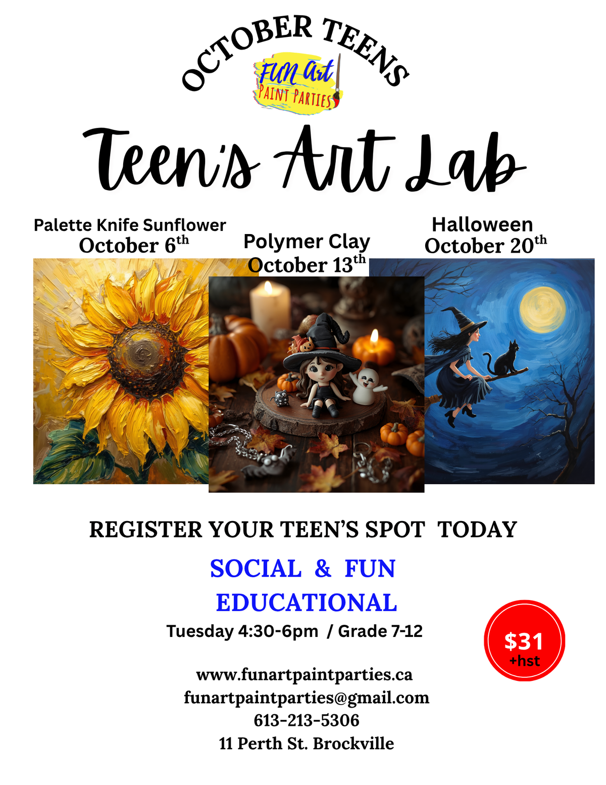 Teen Lab Polymer Clay Oct 13th