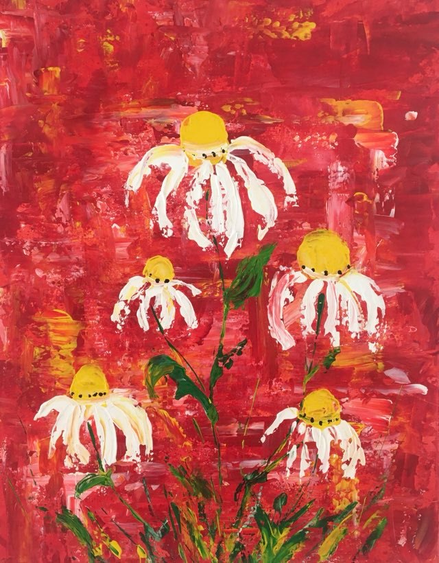 Palette Knife Posies in Red